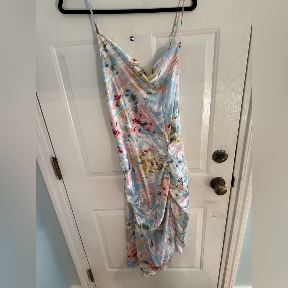 Cider Illusion Floral Ruched Cowl Neck Midi Dress - Worn Once - Like New